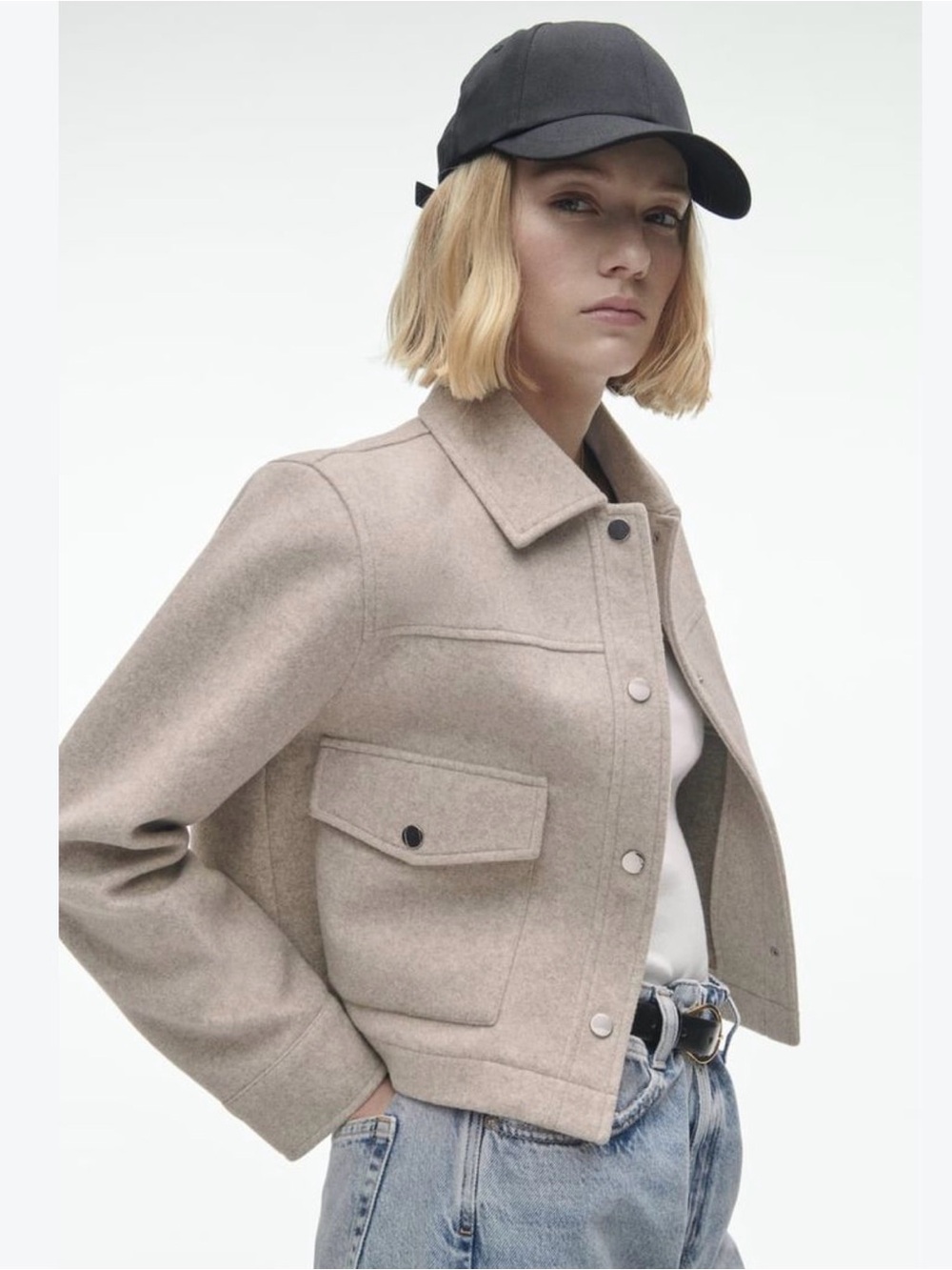 Zara Taupe Crop Utility Jacket